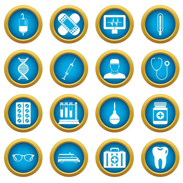 Tıp simgeleri mavi daire seti