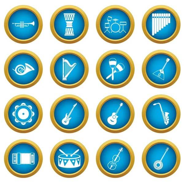 Müzik aletleri simgeleri mavi daire seti