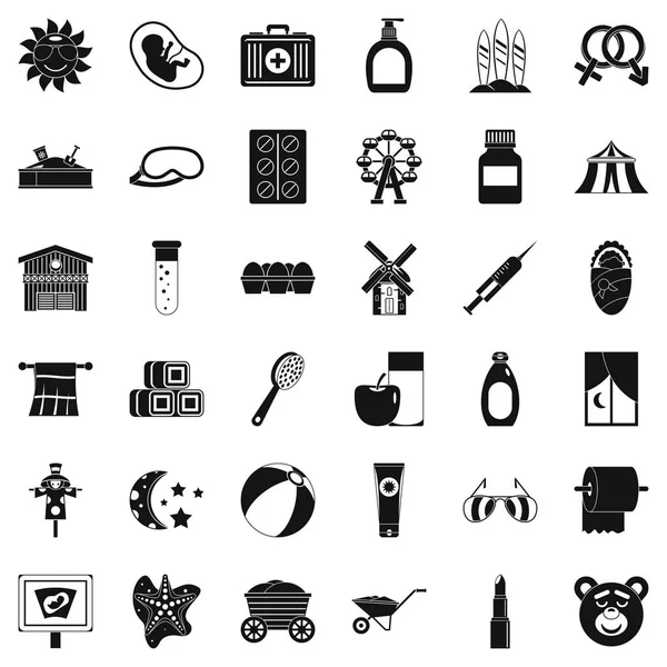 Conjunto de ícones de banho, estilo simples —  Vetores de Stock