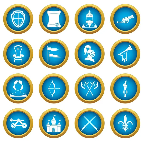 Şövalye Ortaçağ simgeleri mavi daire seti