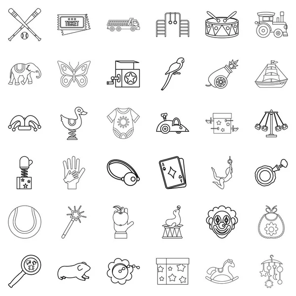 Playing icons set, outline style — Stock Vector