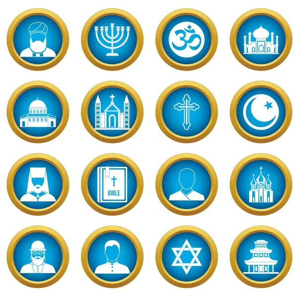Dini sembol simgeler mavi daire seti
