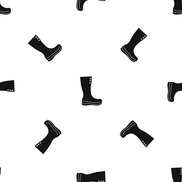 Rubber boots pattern seamless black — Stock Vector