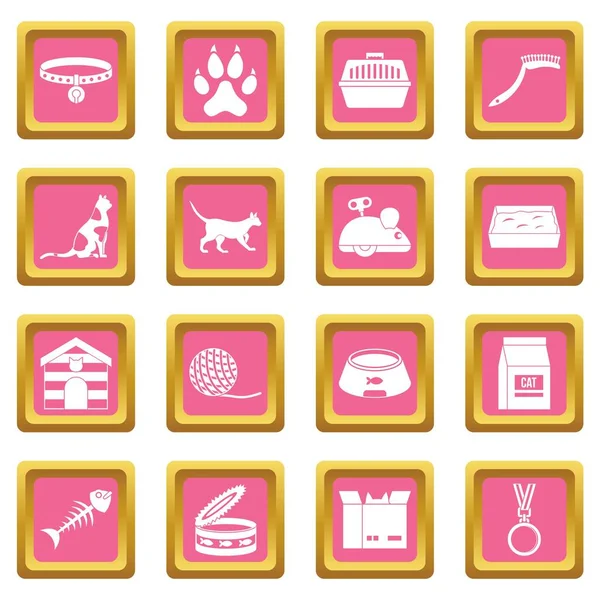 Kedi bakım araçları simgeler pembe