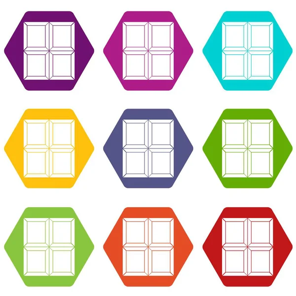 Pièce de chocolat icône ensemble couleur hexaèdre — Image vectorielle