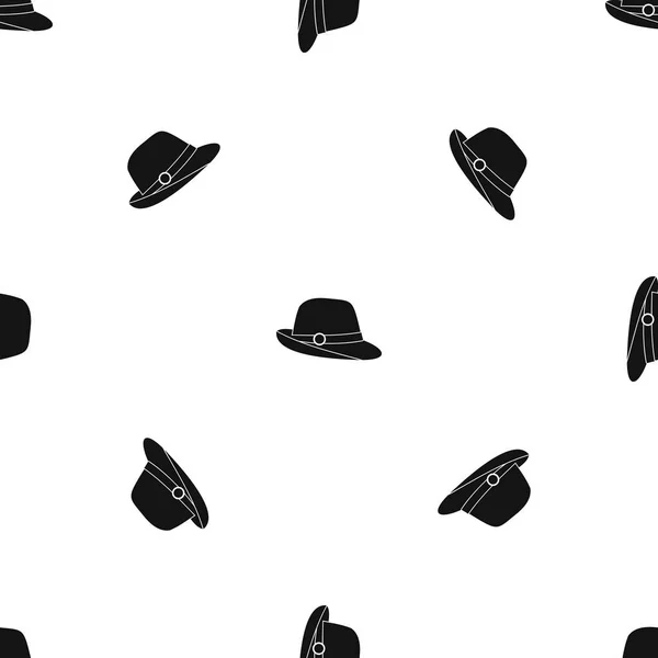 Hat pattern seamless black — Stock Vector