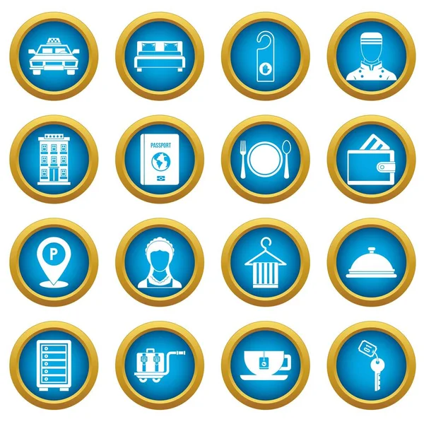 Hotel icons blue circle set — Stock Vector