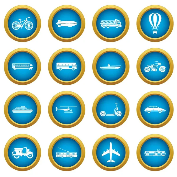 Ulaşım simgeleri mavi daire seti