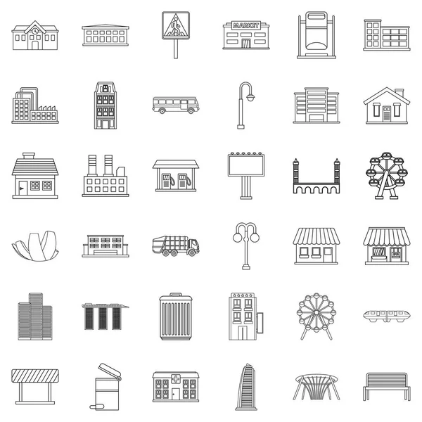 Yol işareti Icons set, anahat stili