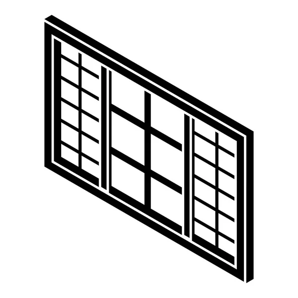 Ícone de moldura de janela de madeira, estilo preto simples — Vetor de Stock