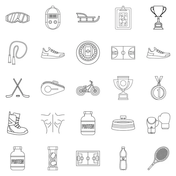 Hokey salonu Icons set, anahat stili