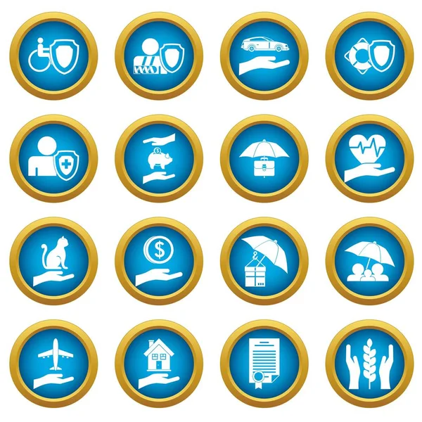 Sigorta simgeleri mavi daire seti