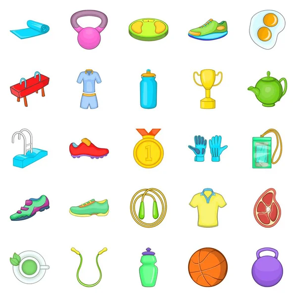 Spor salonu Icons set, karikatür tarzı
