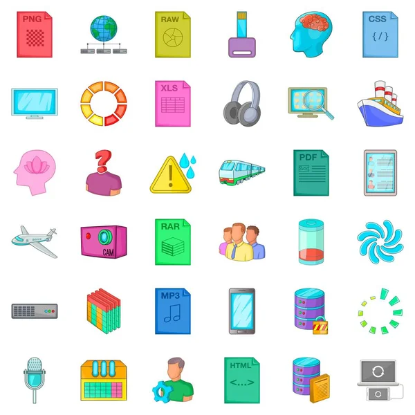 RAW dosya Icons set, karikatür tarzı