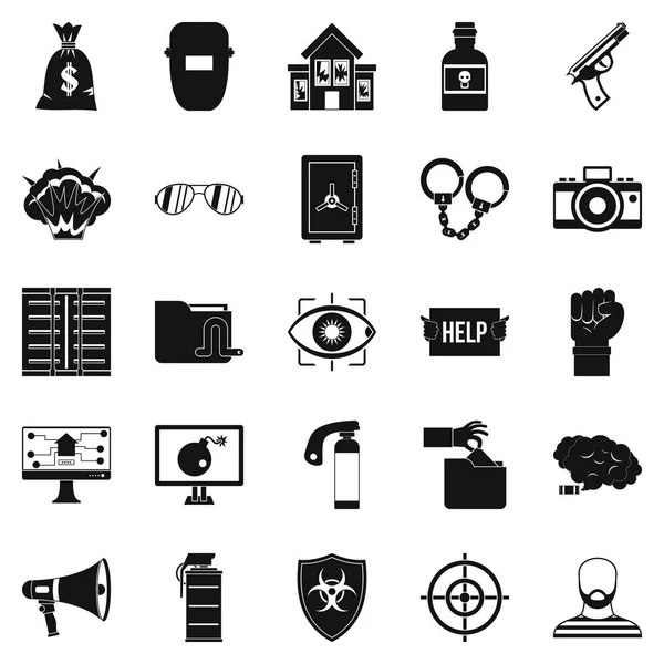 Conjunto de iconos de Hacking, estilo simple — Vector de stock