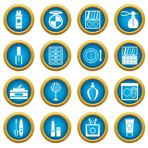 Kozmetik simgeleri mavi daire seti