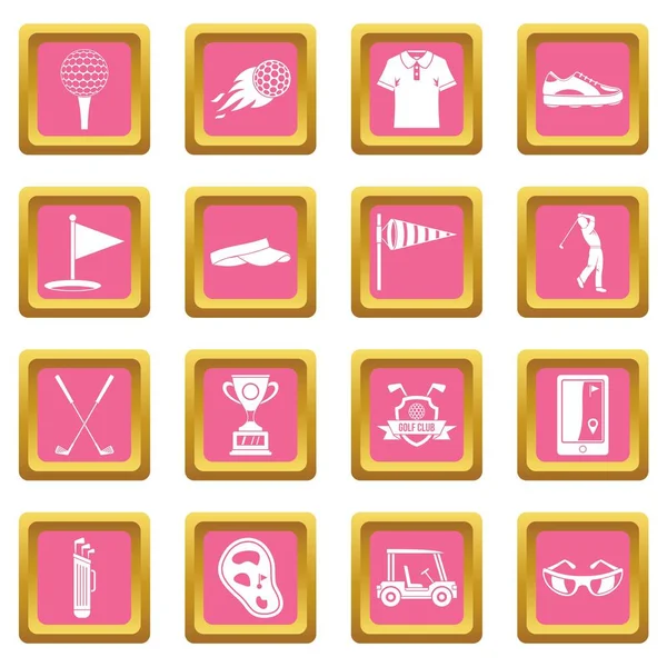 Golf öğeleri simgeler pembe