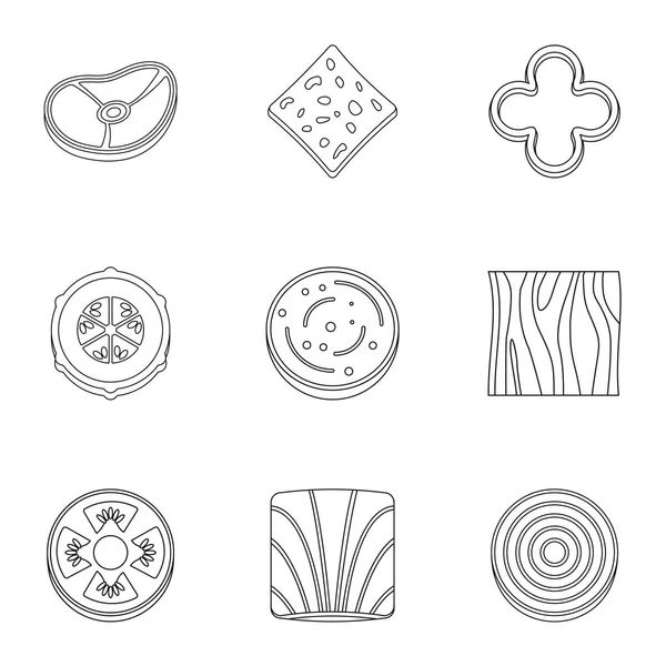 Dilimlenmiş sebze simge seti, anahat tarzı mutfak