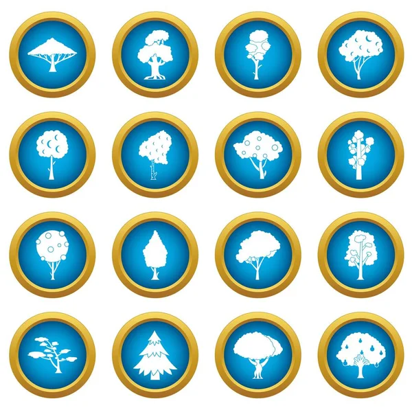 Trees icons blue circle set — Stock Vector