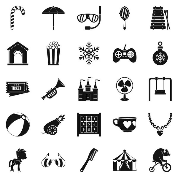 Mutlu çocukluk Icons set, basit tarzı