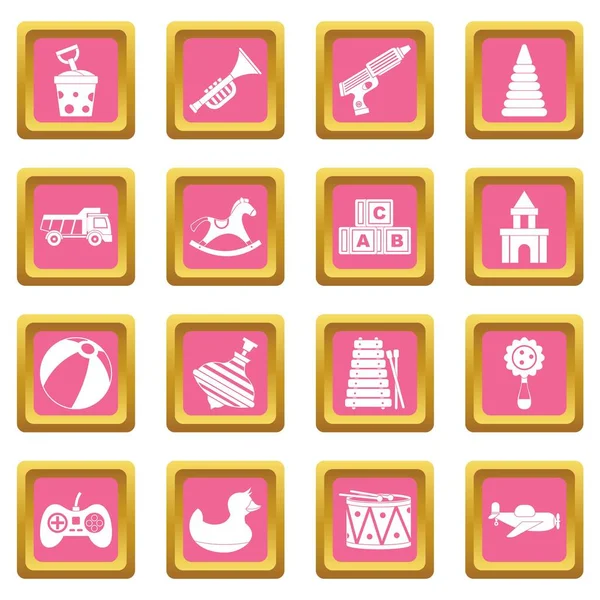 Farklı çocuklar oyuncak simgeler pembe