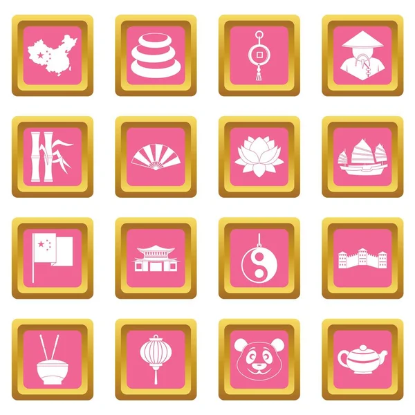 Çin seyahat etmek simge simgeler pembe