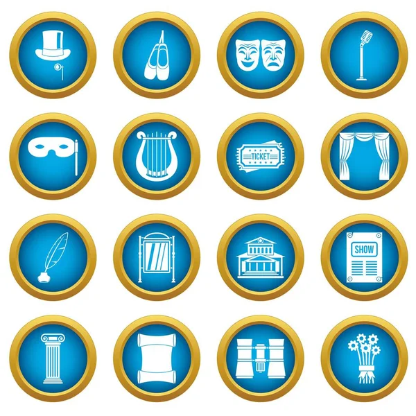 Tiyatro simgeleri mavi daire seti
