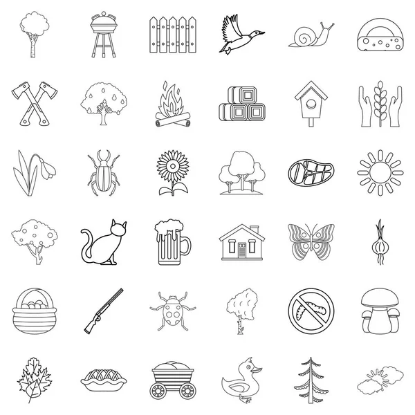 Yerleşim Icons set, anahat stili