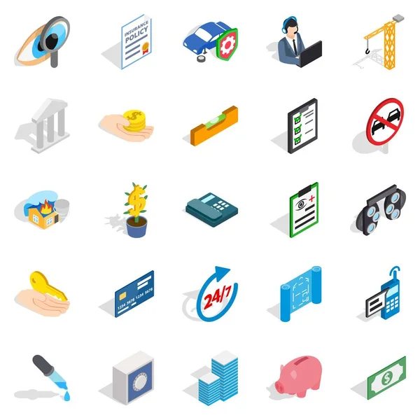 Help iconen set, isometrische stijl — Stockvector