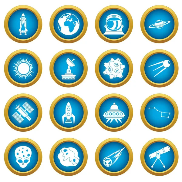 Espacio iconos azul círculo conjunto — Vector de stock