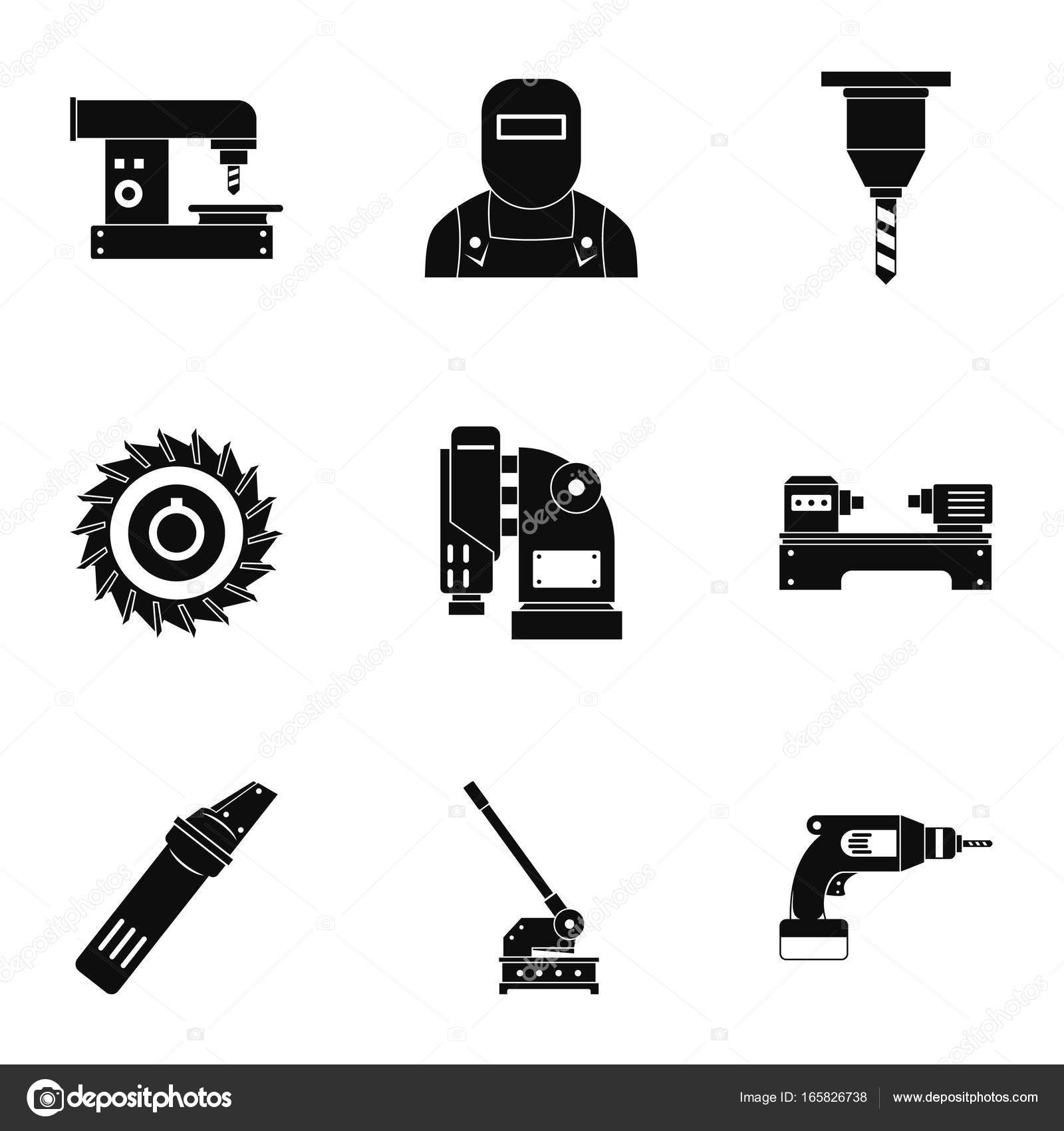 Conjunto de iconos de herramienta de procesamiento de metal, estilo simple  Vector de stock #165826738 de ©ylivdesign, image size:963x1024