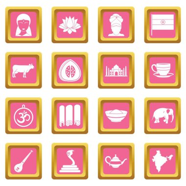Hindistan Seyahat simgeler pembe