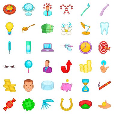 Diş hekimi Icons set, karikatür tarzı