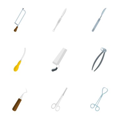 Cerrahi Aksesuar simge seti, düz stil