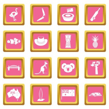 Avustralya seyahat simgeler pembe