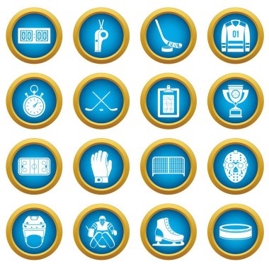 Hokey simgeleri mavi daire seti