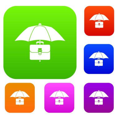 Şemsiye ve iş durum koleksiyonu ayarla