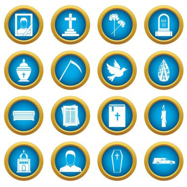 Cenaze simgeleri mavi daire seti