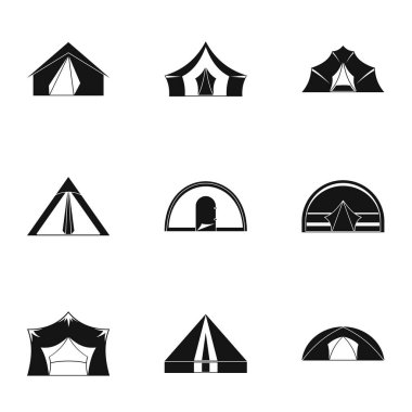 Çadır formu simge seti, basit tarzı