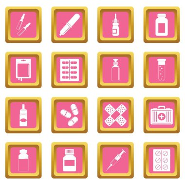 Farklı ilaçlar simgeler pembe
