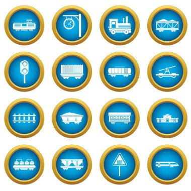 Demiryolu simgeleri mavi daire seti