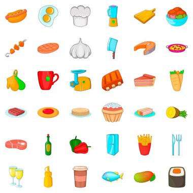 Buzdolabı Icons set, karikatür tarzı