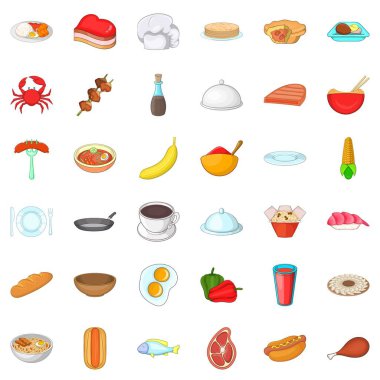 Restoran Icons set, karikatür tarzı