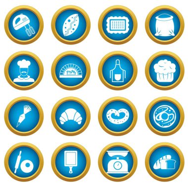 Fırın simgeleri mavi daire seti