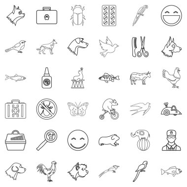 Icons set, anahat stili köpek