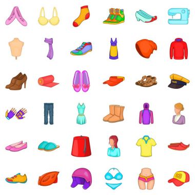 Icons set dikiş, karikatür tarzı