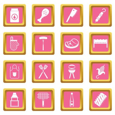 Barbekü gıda simgeler pembe