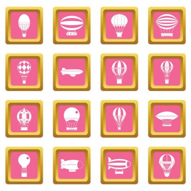 Retro balonlar uçak simgeler pembe