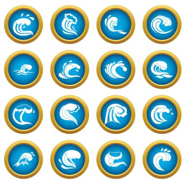 Deniz simgeleri mavi daire kümesi dalgalar
