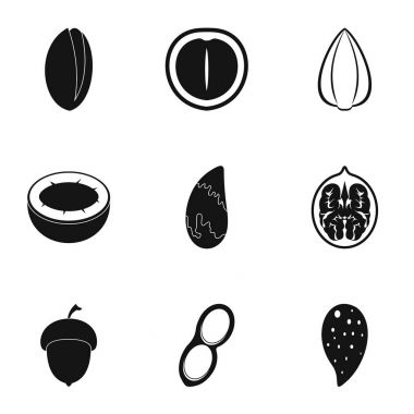 Organik fındık simge seti, basit tarzı